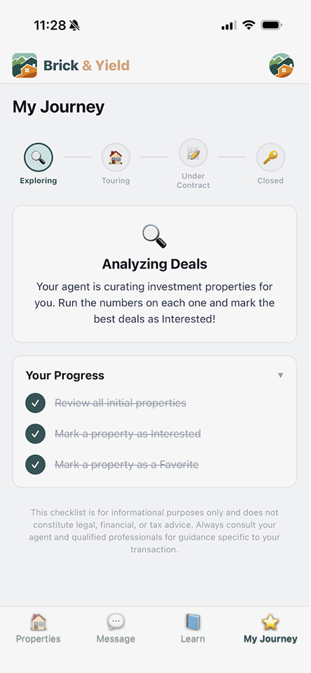 Brick & Yield app - Property Search